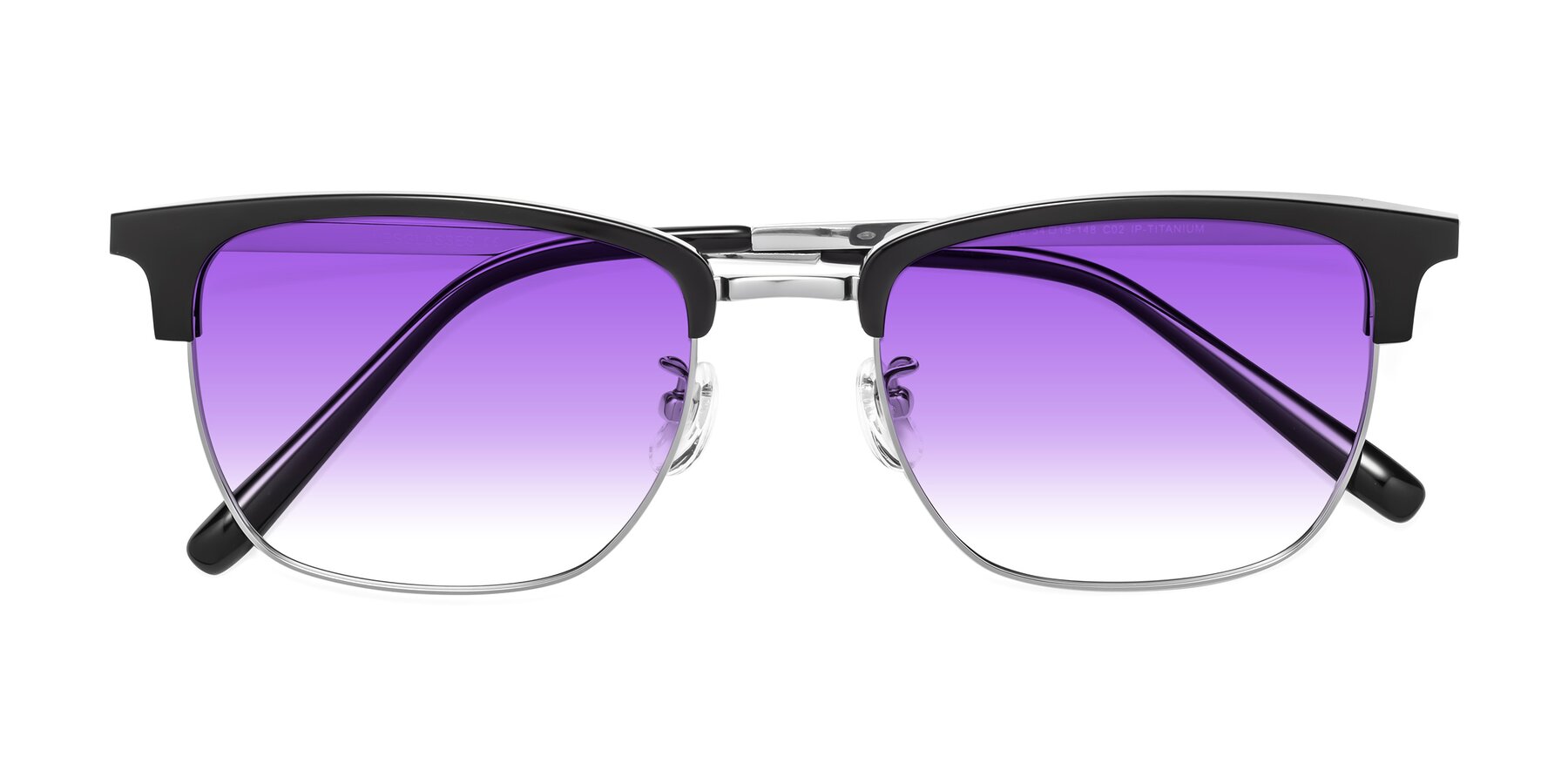 Folded Front of Milpa in Black-Silver with Purple Gradient Lenses