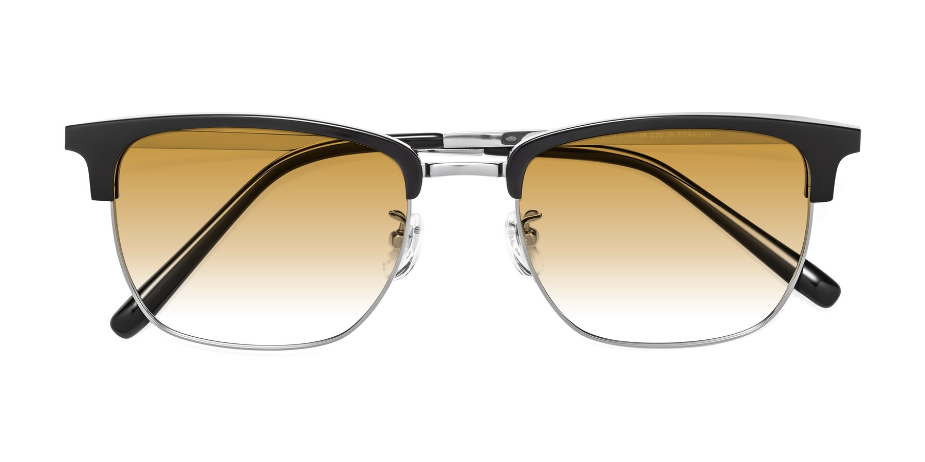 Folded Front of Milpa in Black-Silver with Champagne Gradient Lenses
