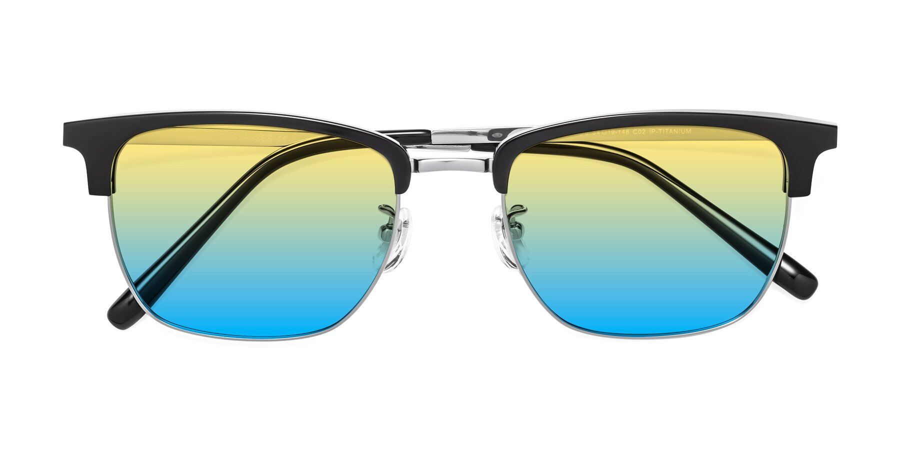 Folded Front of Milpa in Black-Silver with Yellow / Blue Gradient Lenses