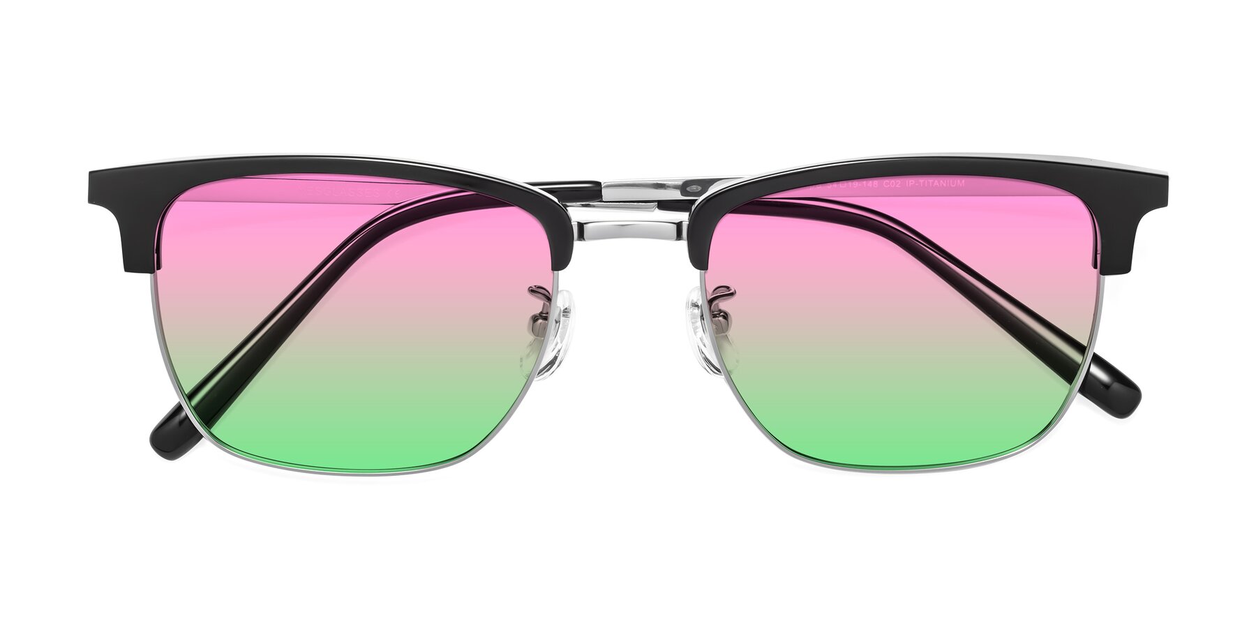 Folded Front of Milpa in Black-Silver with Pink / Green Gradient Lenses