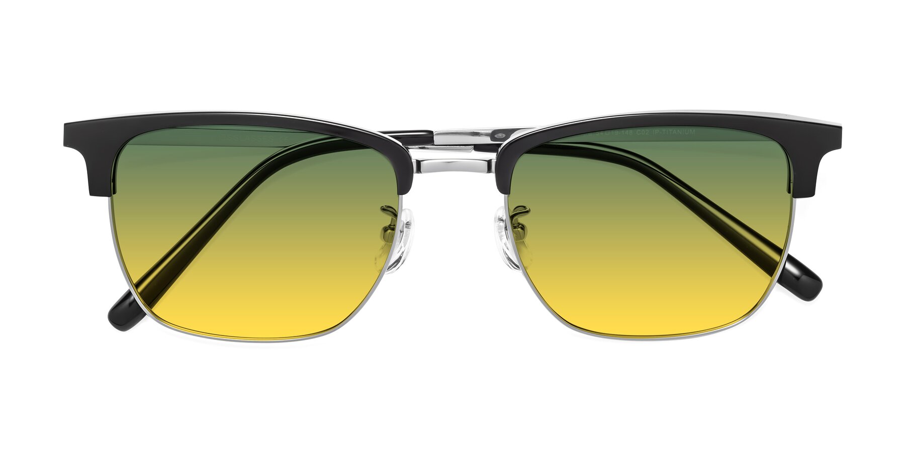 Folded Front of Milpa in Black-Silver with Green / Yellow Gradient Lenses