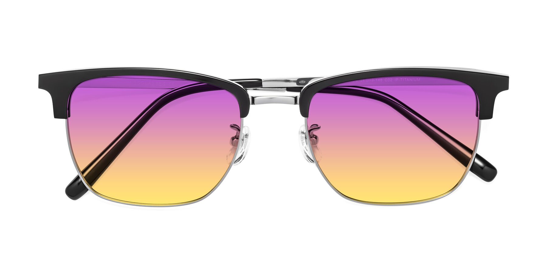 Folded Front of Milpa in Black-Silver with Purple / Yellow Gradient Lenses