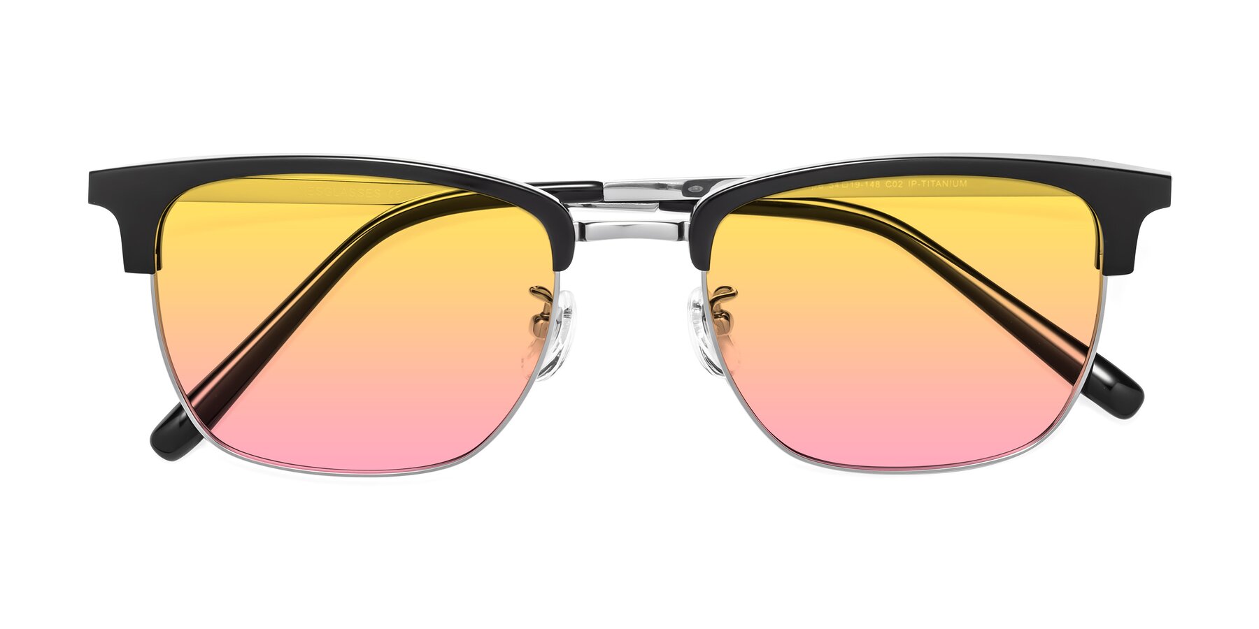 Folded Front of Milpa in Black-Silver with Yellow / Pink Gradient Lenses