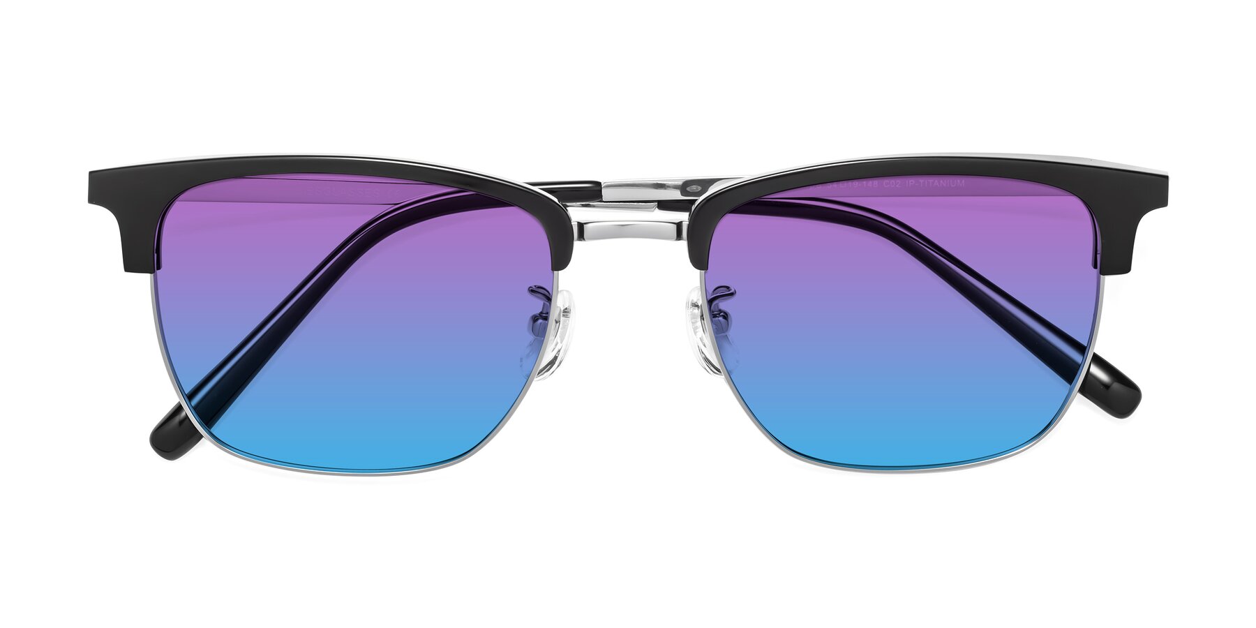 Folded Front of Milpa in Black-Silver with Purple / Blue Gradient Lenses