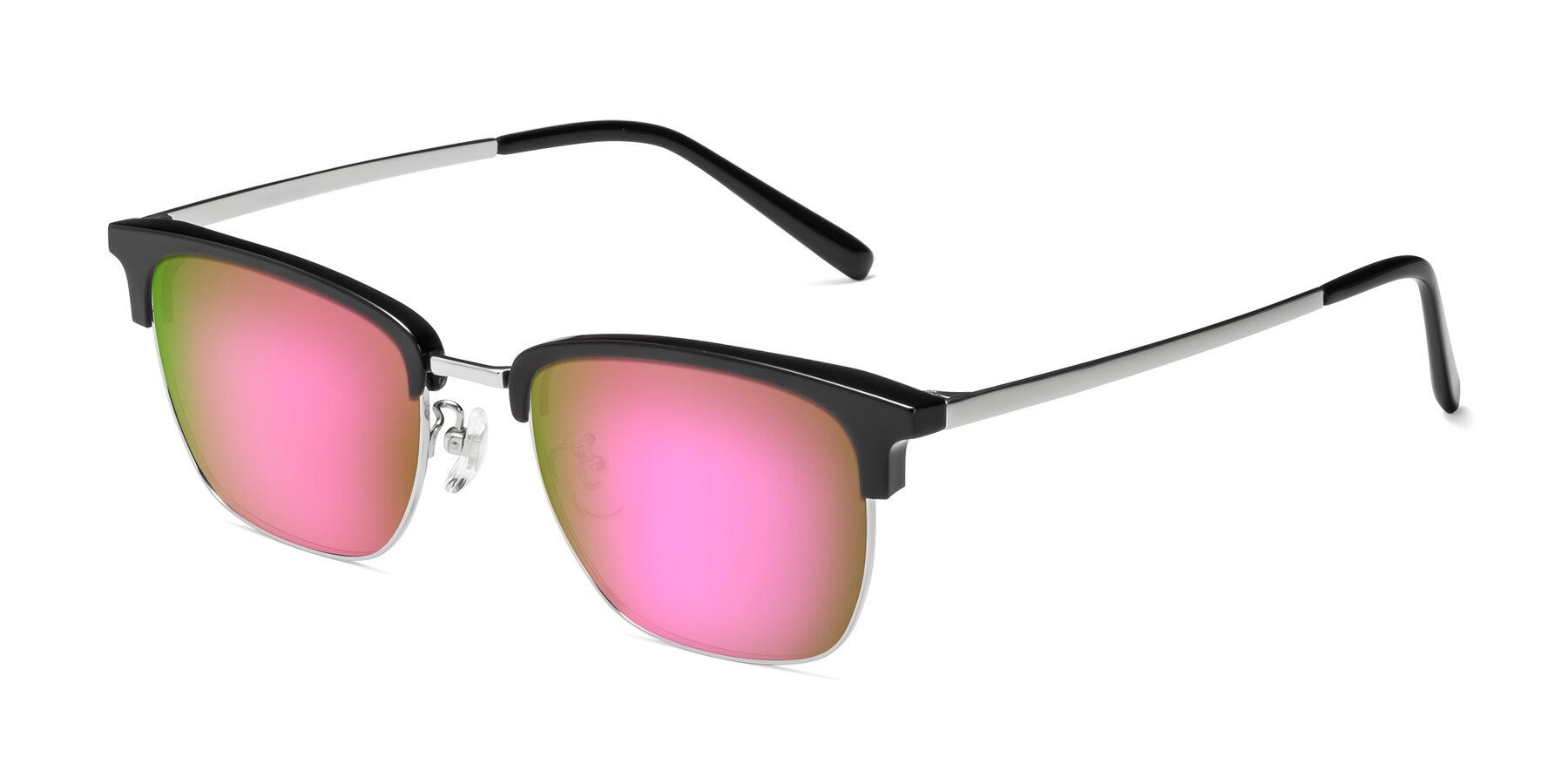 Angle of Milpa in Black-Silver with Pink Mirrored Lenses