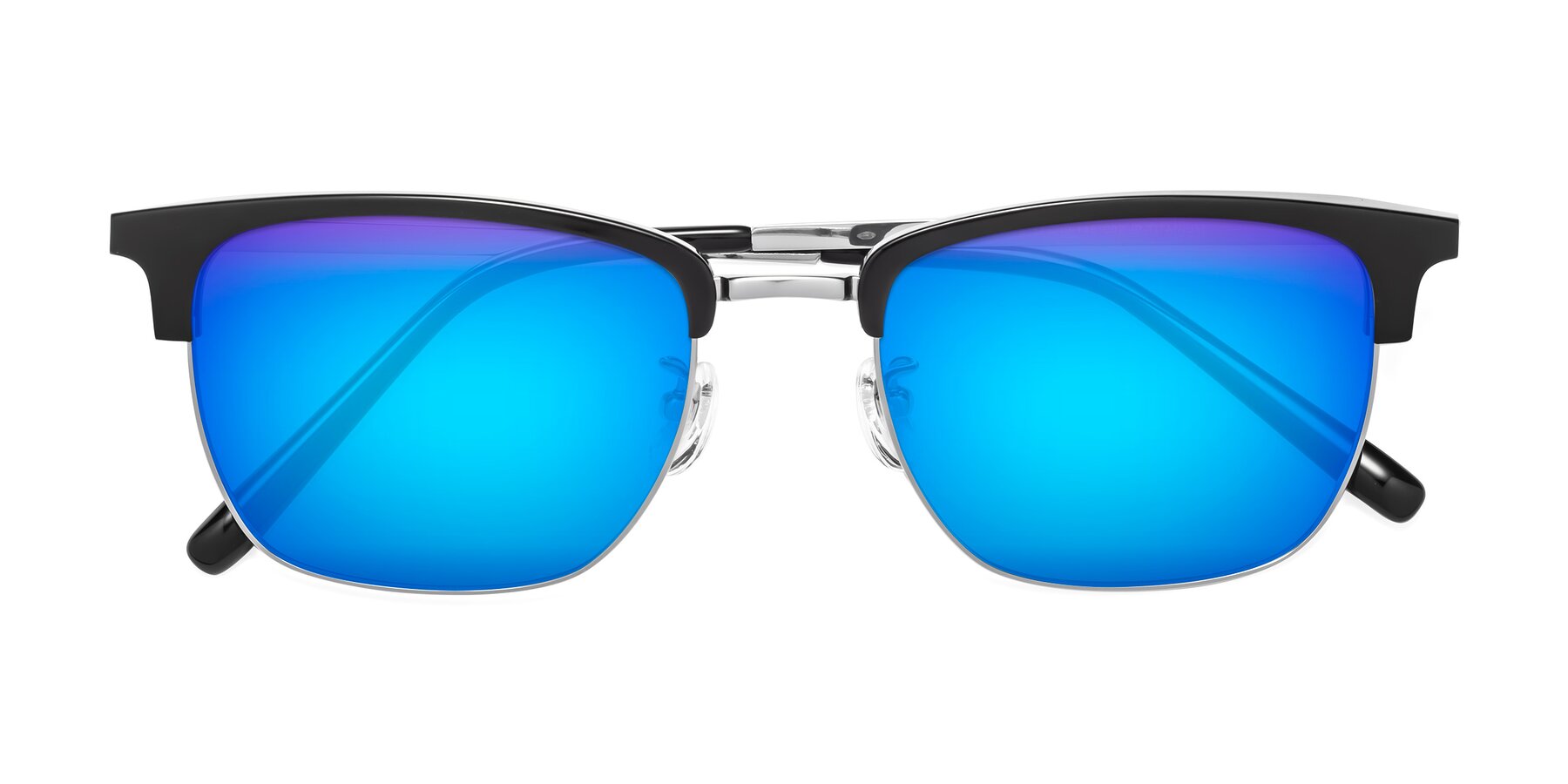 Folded Front of Milpa in Black-Silver with Blue Mirrored Lenses