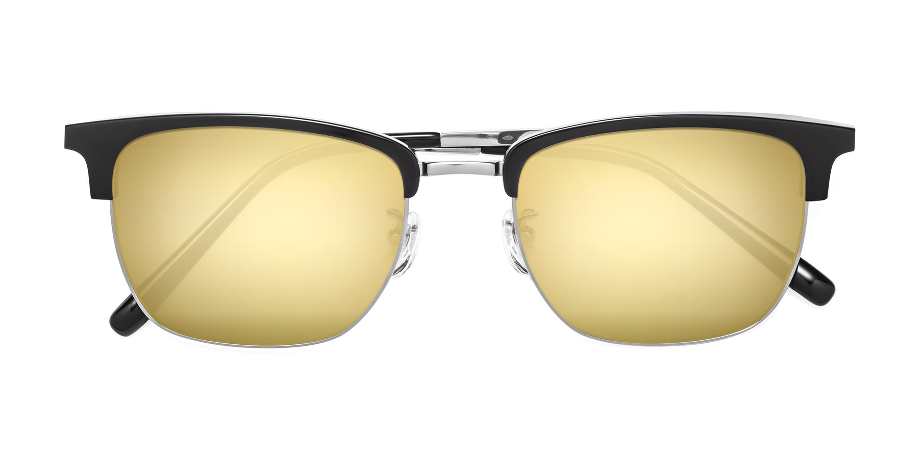 Folded Front of Milpa in Black-Silver with Gold Mirrored Lenses