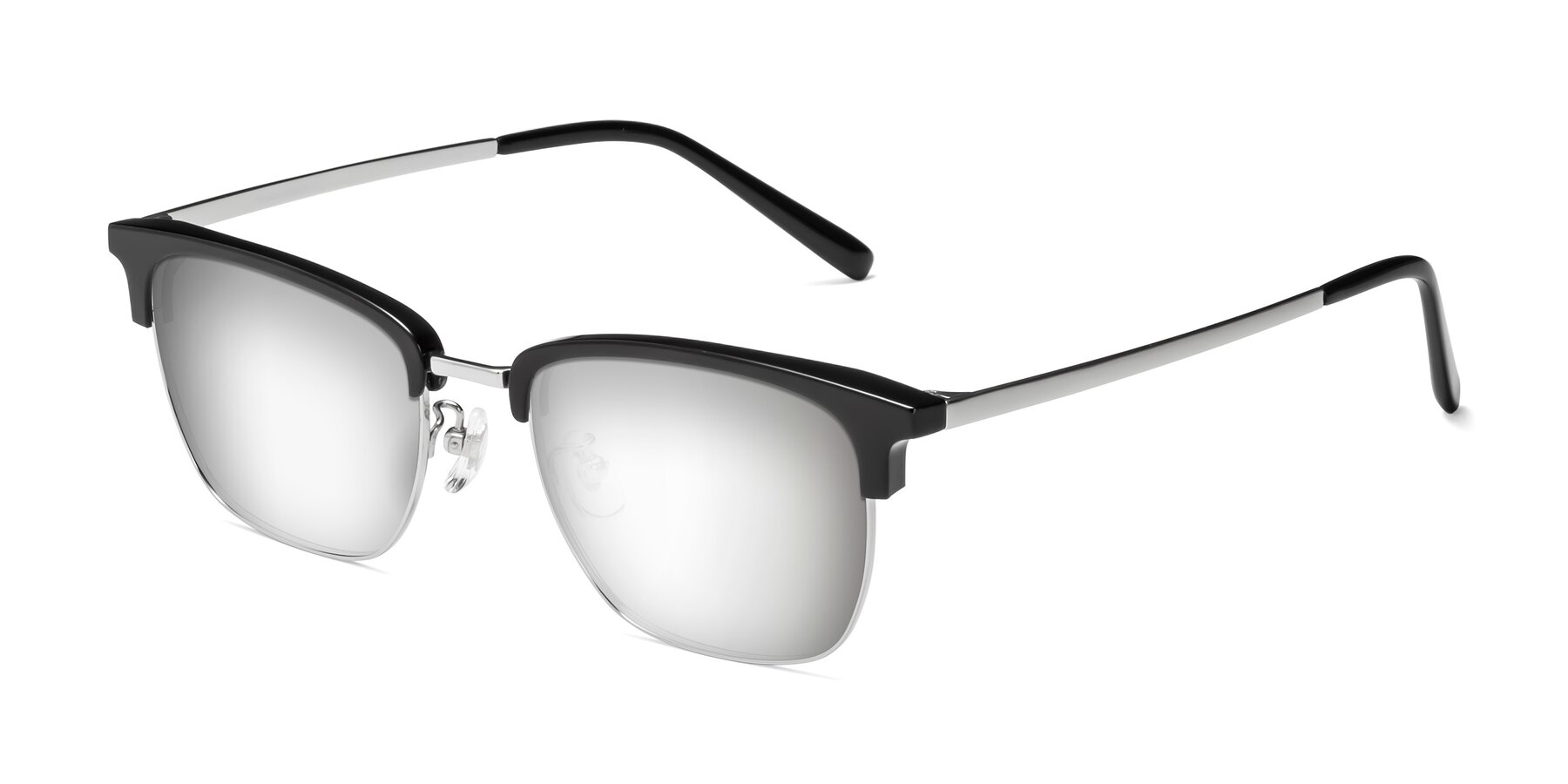 Angle of Milpa in Black-Silver with Silver Mirrored Lenses