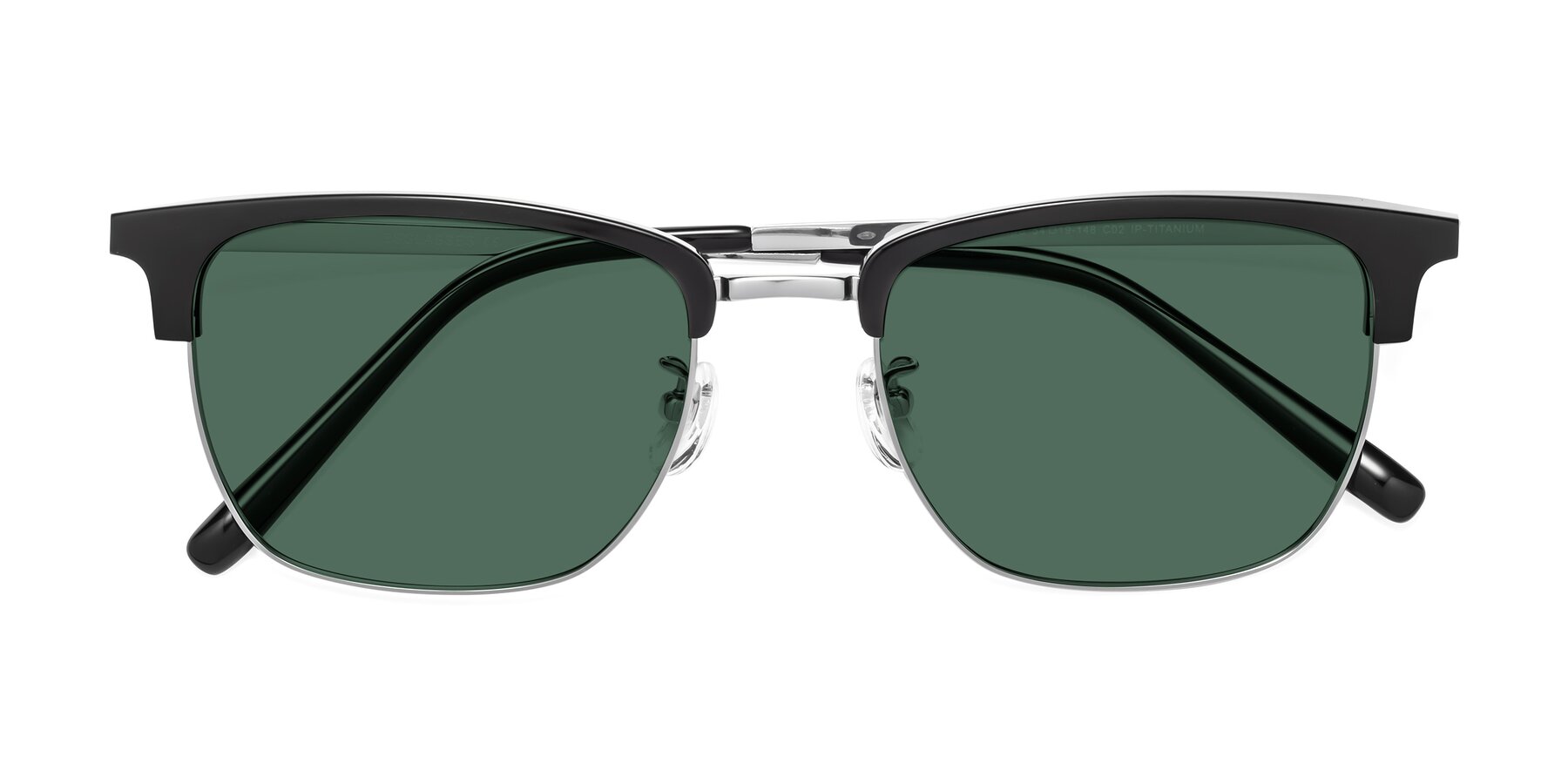 Folded Front of Milpa in Black-Silver with Green Polarized Lenses