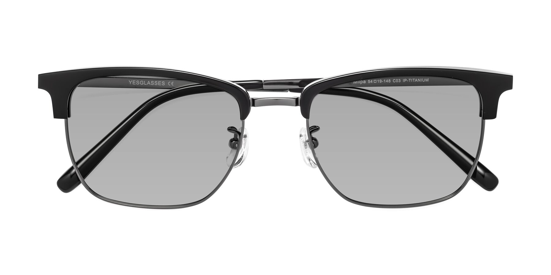 Folded Front of Milpa in Black-Gunmetal with Light Gray Tinted Lenses