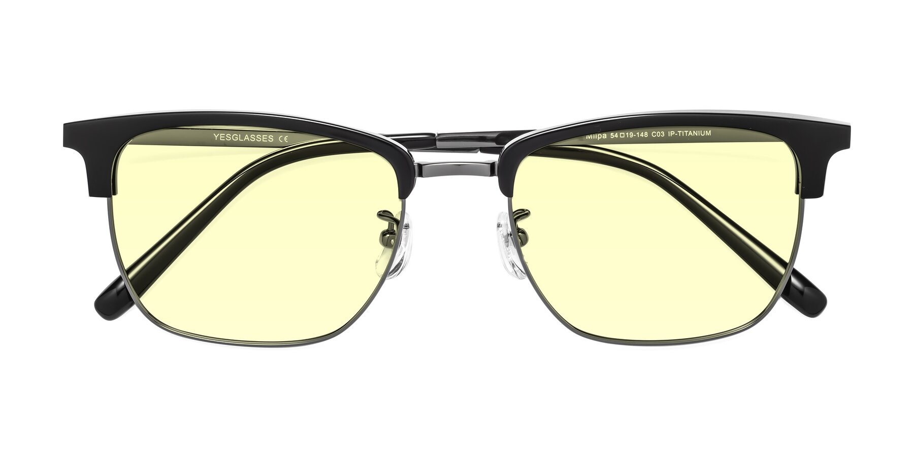 Folded Front of Milpa in Black-Gunmetal with Light Yellow Tinted Lenses