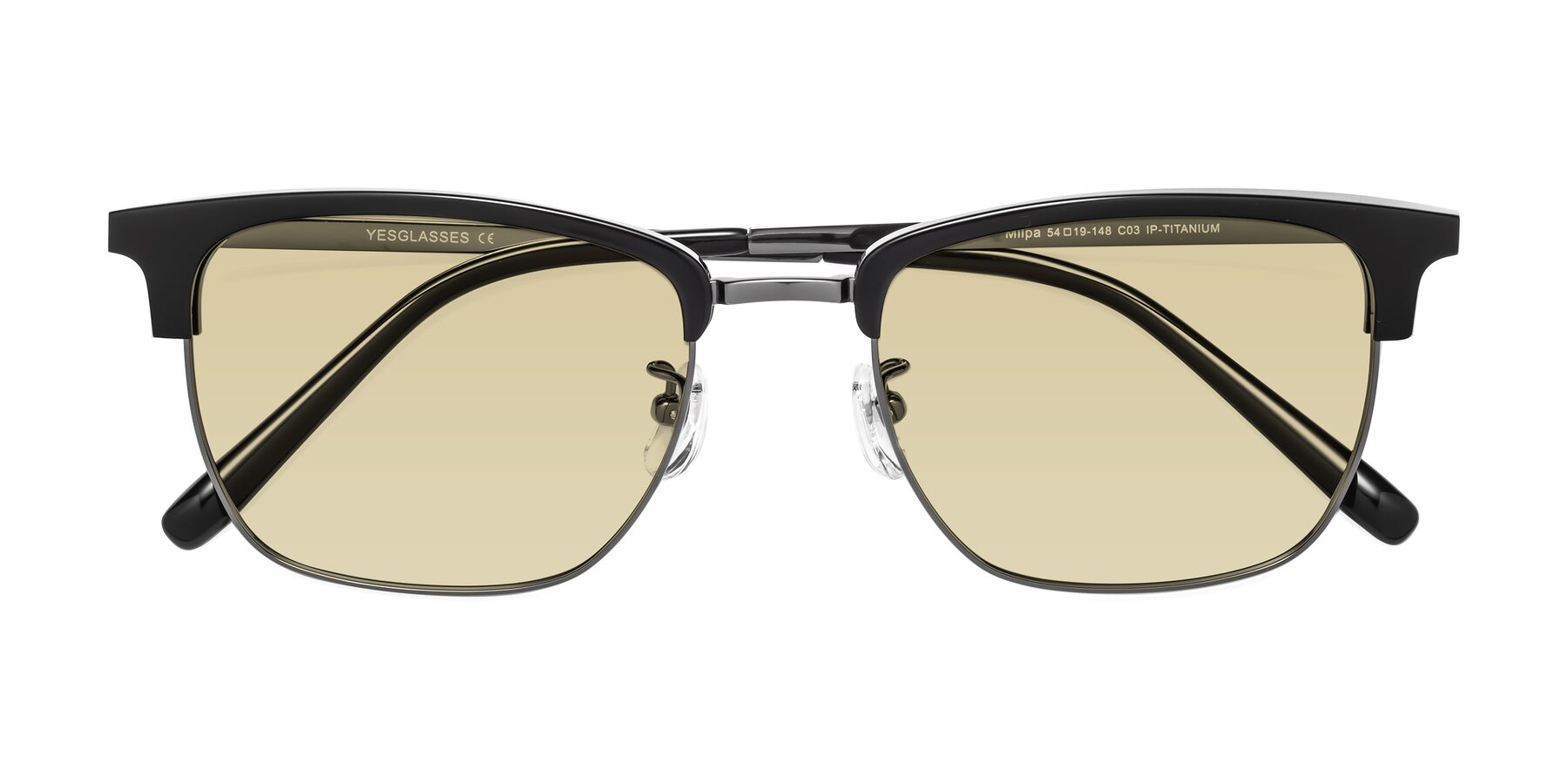 Folded Front of Milpa in Black-Gunmetal with Light Champagne Tinted Lenses