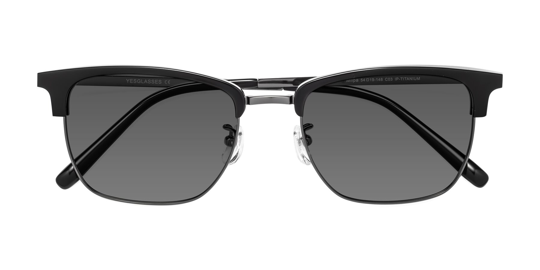 Folded Front of Milpa in Black-Gunmetal with Medium Gray Tinted Lenses