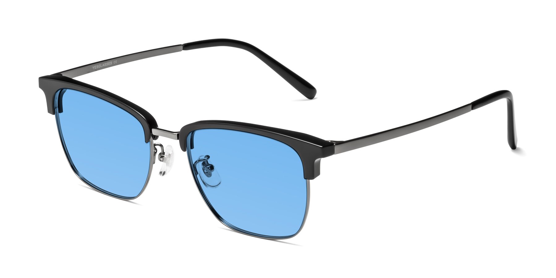 Angle of Milpa in Black-Gunmetal with Medium Blue Tinted Lenses