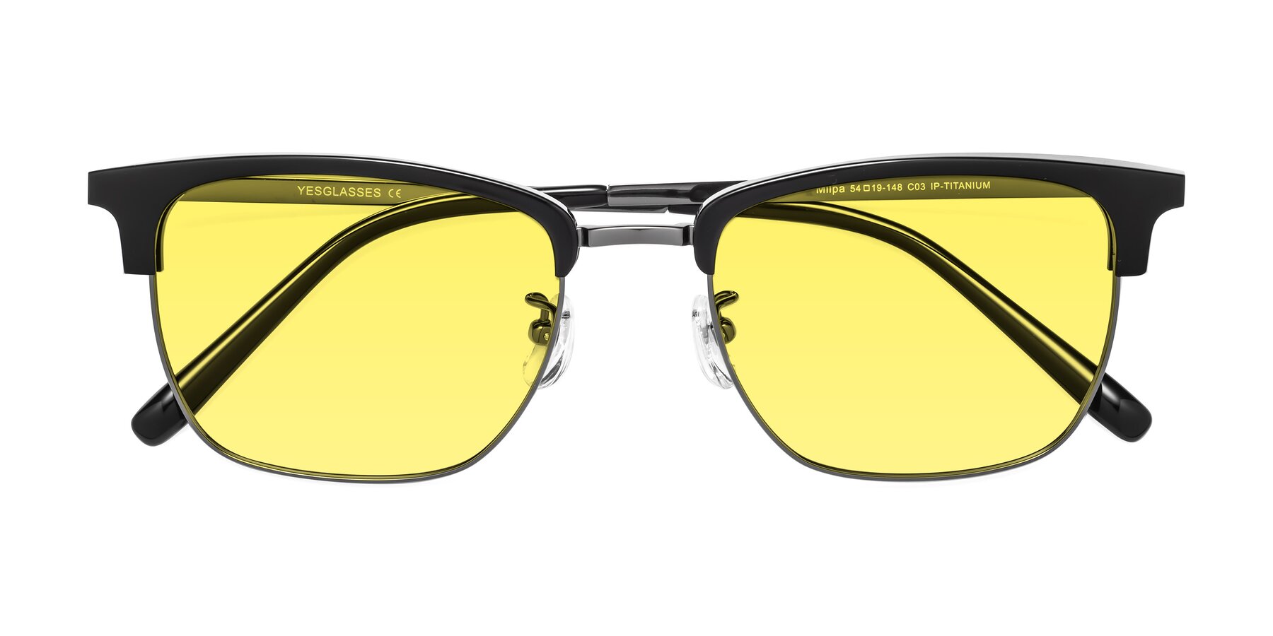 Folded Front of Milpa in Black-Gunmetal with Medium Yellow Tinted Lenses