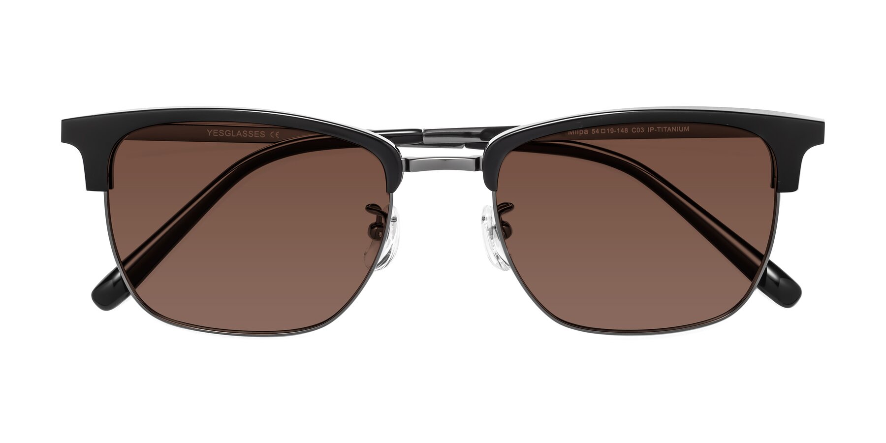 Folded Front of Milpa in Black-Gunmetal with Brown Tinted Lenses