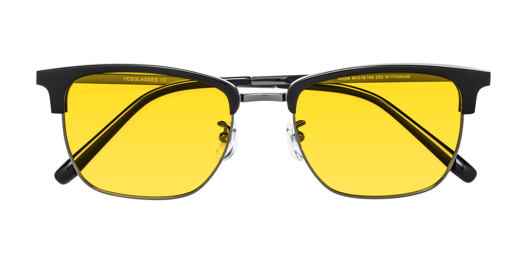 Folded Front of Milpa in Black-Gunmetal with Yellow Tinted Lenses