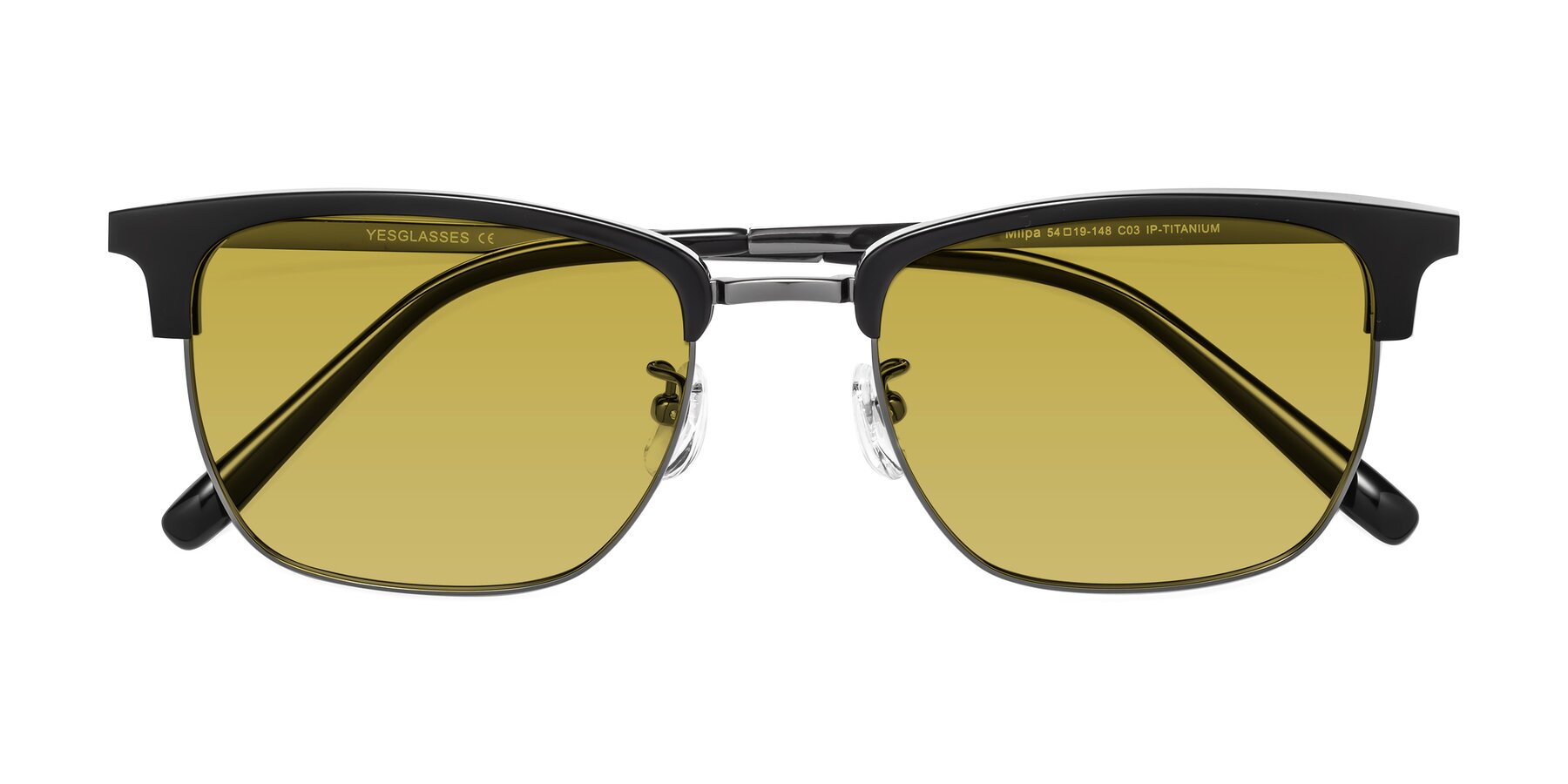 Folded Front of Milpa in Black-Gunmetal with Champagne Tinted Lenses