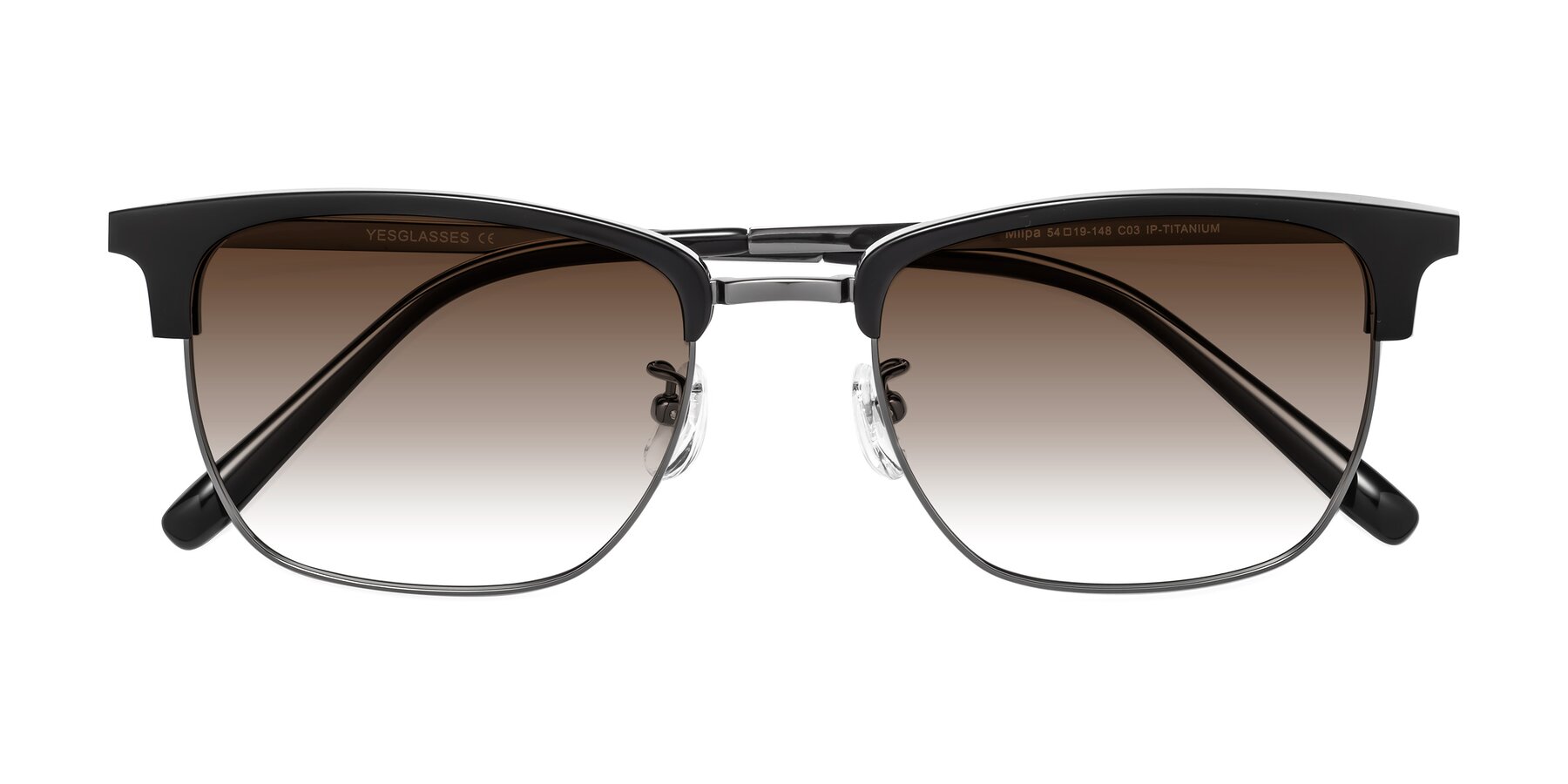Folded Front of Milpa in Black-Gunmetal with Brown Gradient Lenses