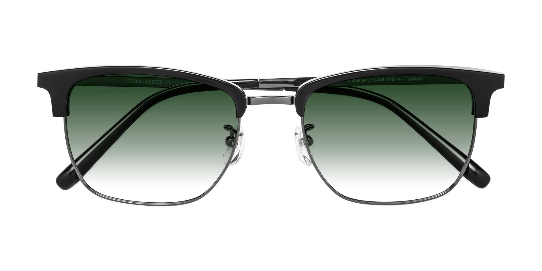 Folded Front of Milpa in Black-Gunmetal with Green Gradient Lenses