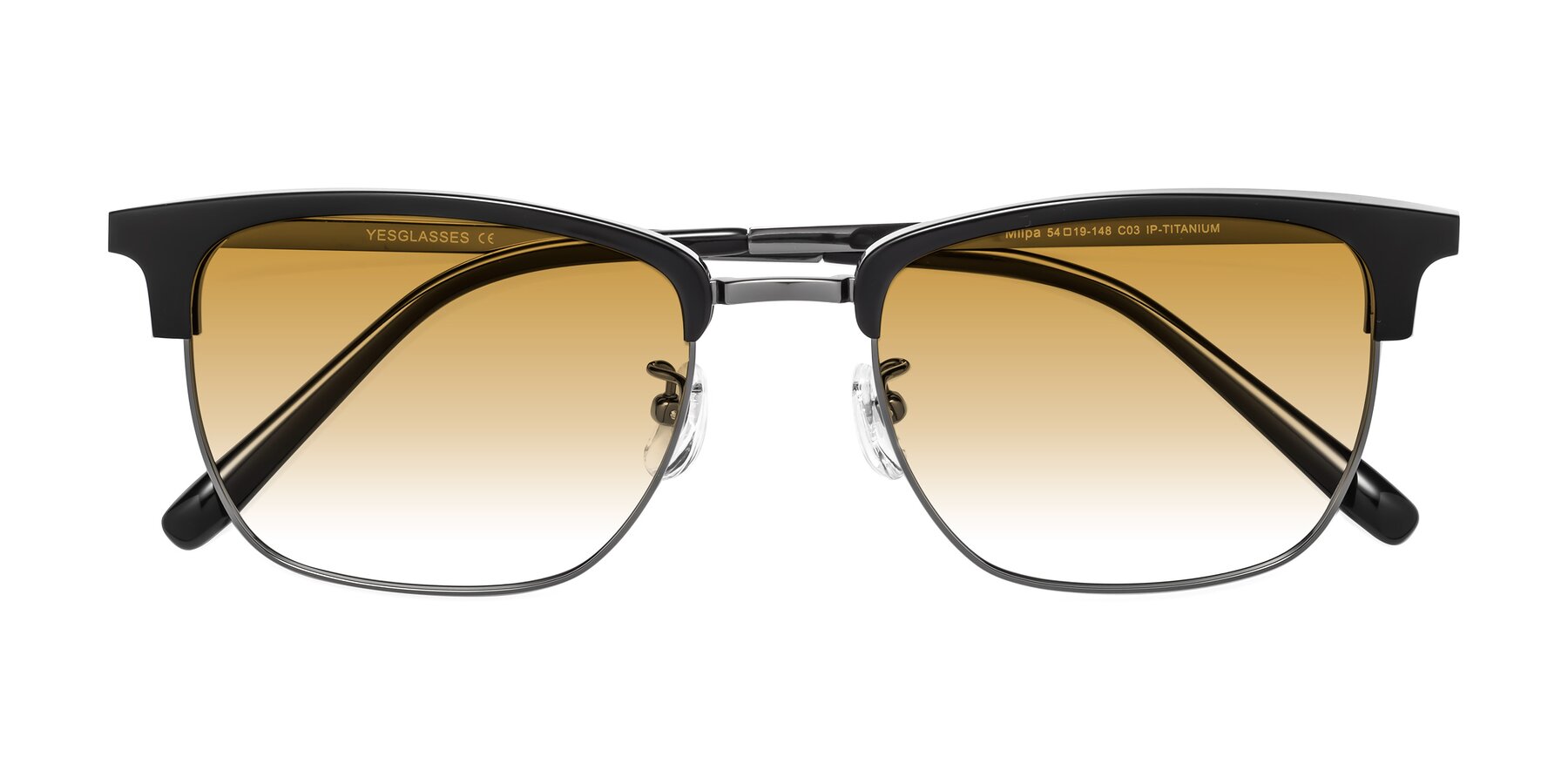 Folded Front of Milpa in Black-Gunmetal with Champagne Gradient Lenses
