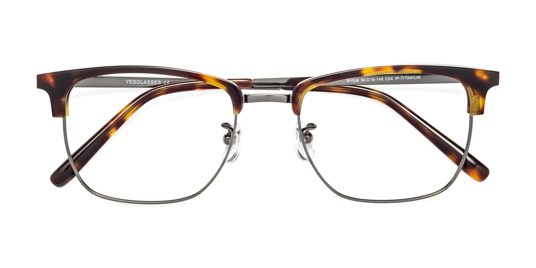 Folded Front of Milpa in Tortoise with Clear Eyeglass Lenses