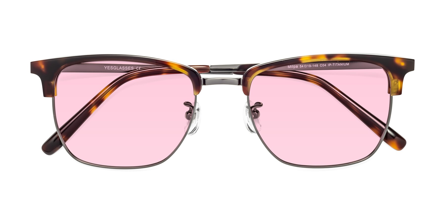 Folded Front of Milpa in Tortoise with Light Pink Tinted Lenses