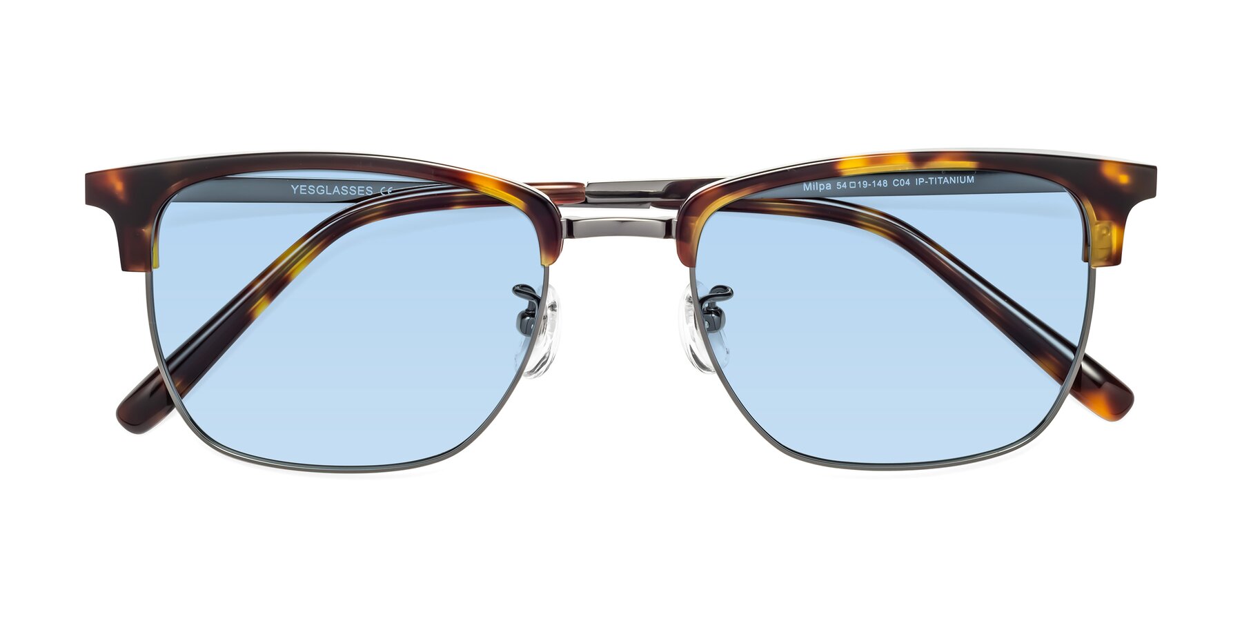 Folded Front of Milpa in Tortoise with Light Blue Tinted Lenses