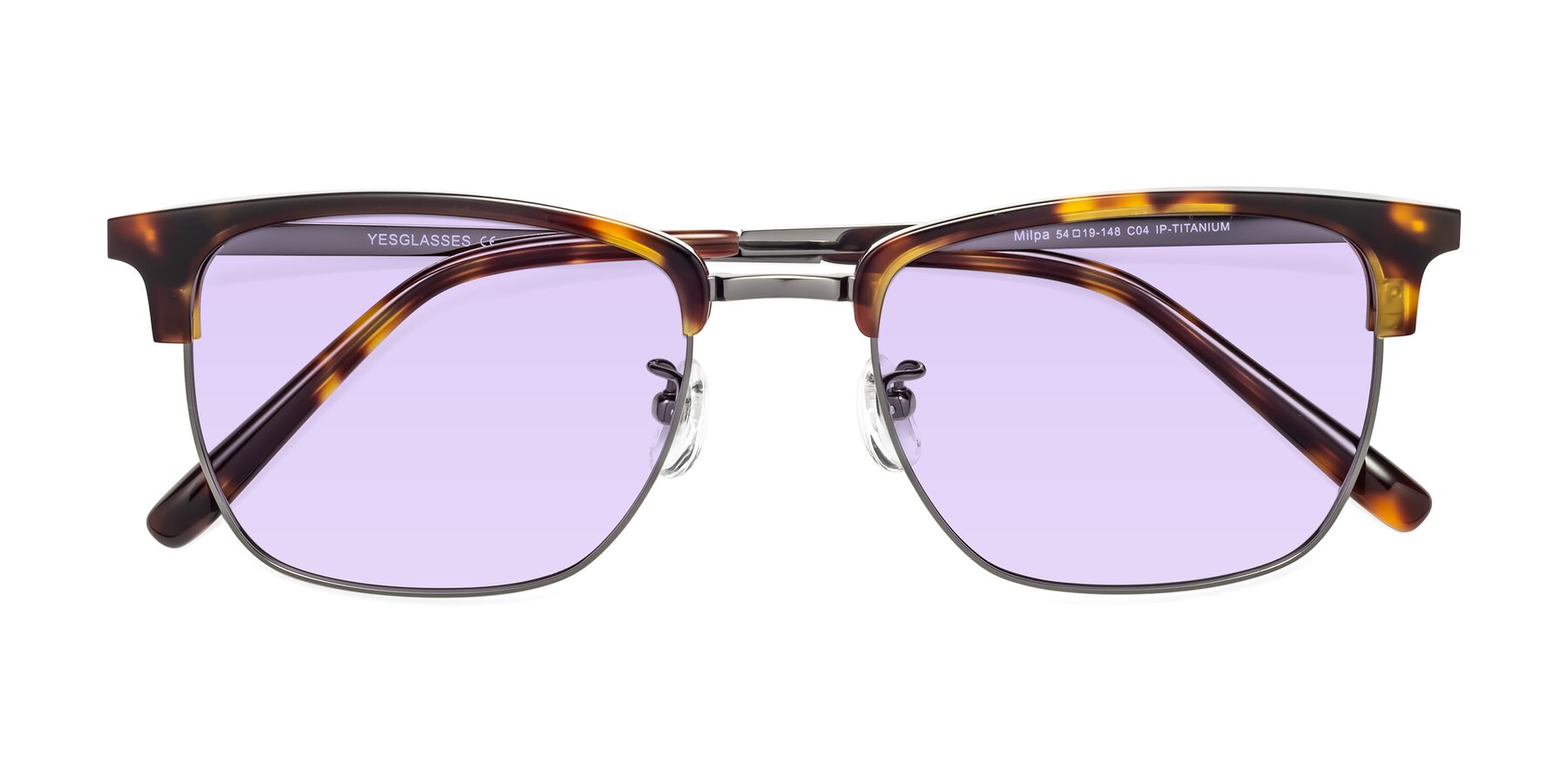 Folded Front of Milpa in Tortoise with Light Purple Tinted Lenses