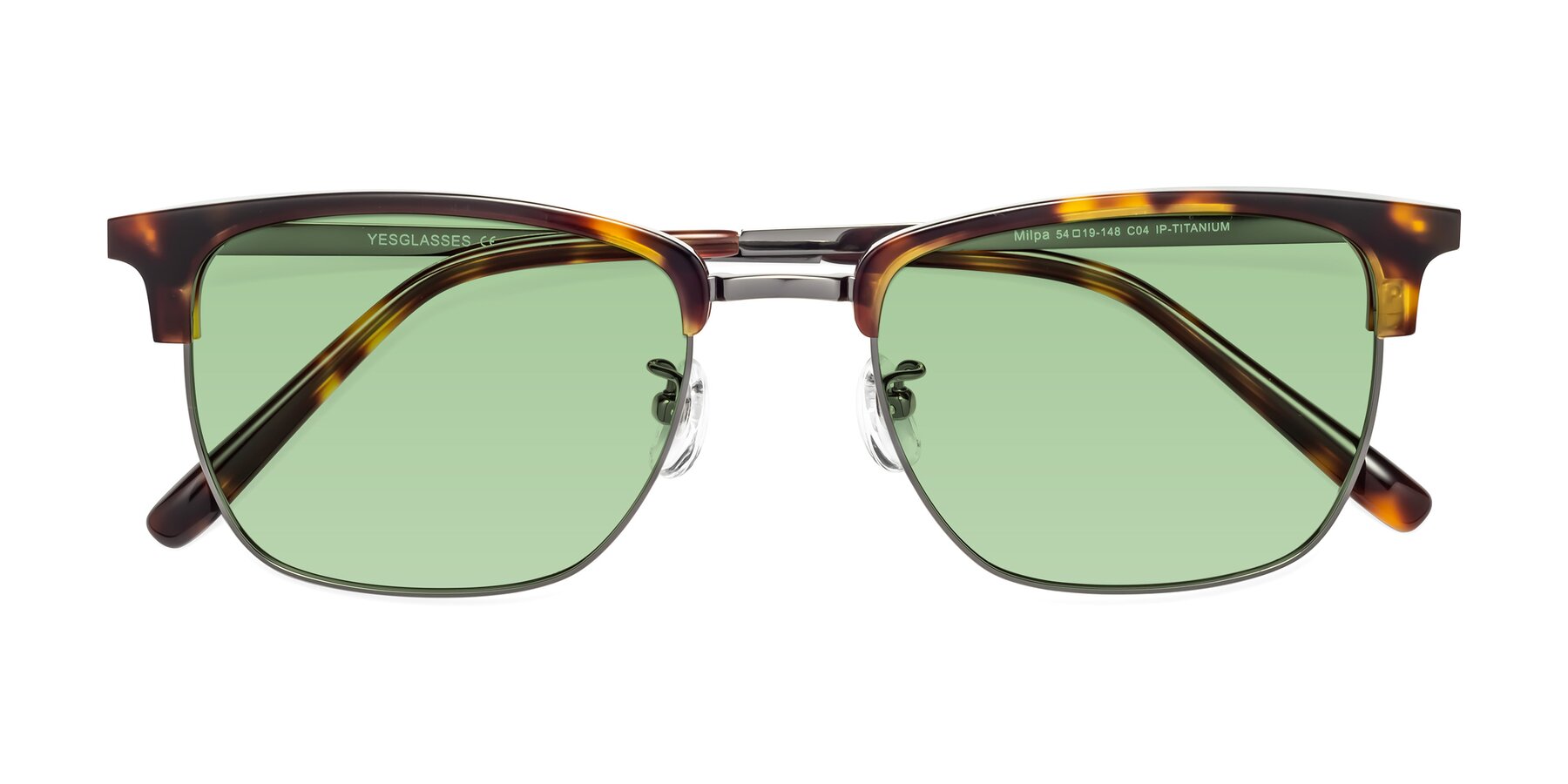 Folded Front of Milpa in Tortoise with Medium Green Tinted Lenses
