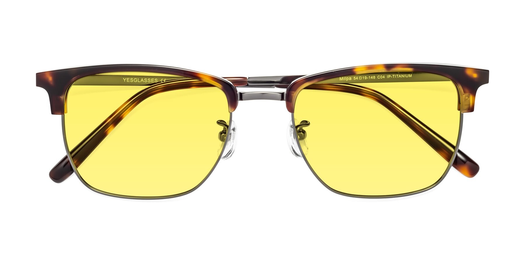 Folded Front of Milpa in Tortoise with Medium Yellow Tinted Lenses