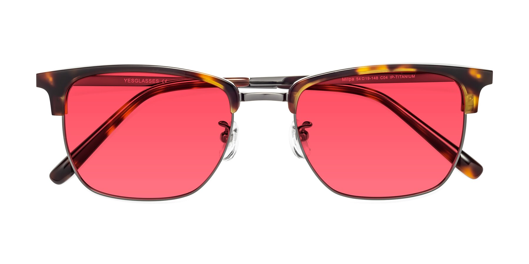 Folded Front of Milpa in Tortoise with Red Tinted Lenses