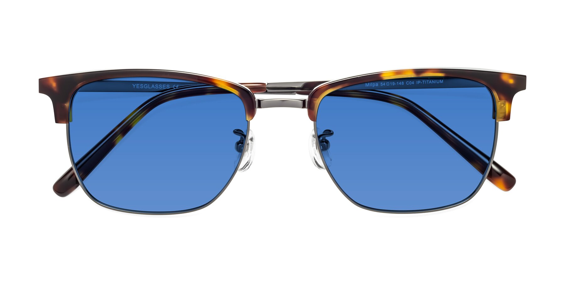 Folded Front of Milpa in Tortoise with Blue Tinted Lenses
