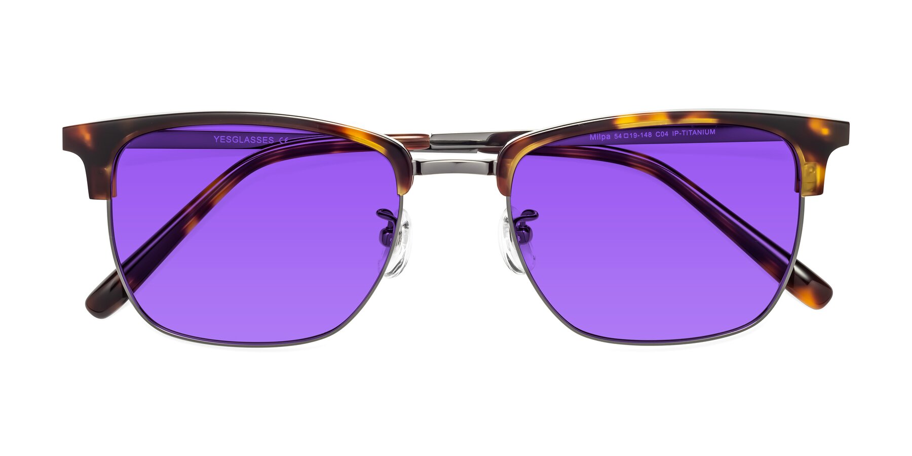 Folded Front of Milpa in Tortoise with Purple Tinted Lenses