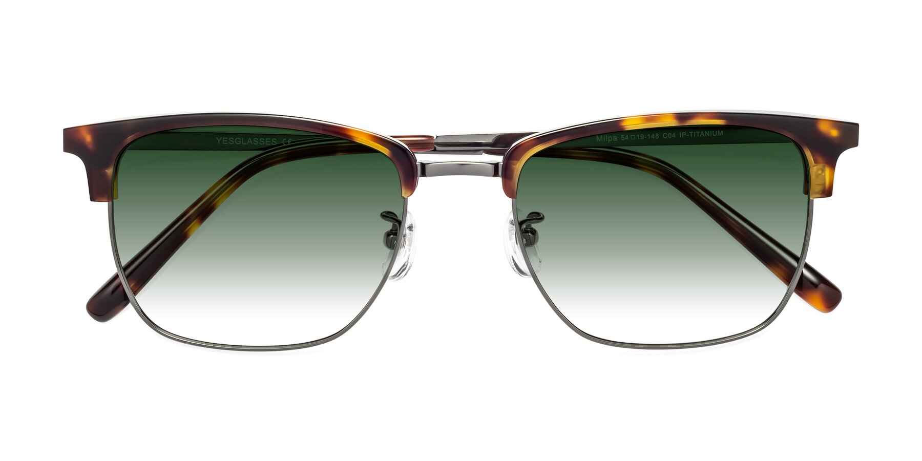 Folded Front of Milpa in Tortoise with Green Gradient Lenses