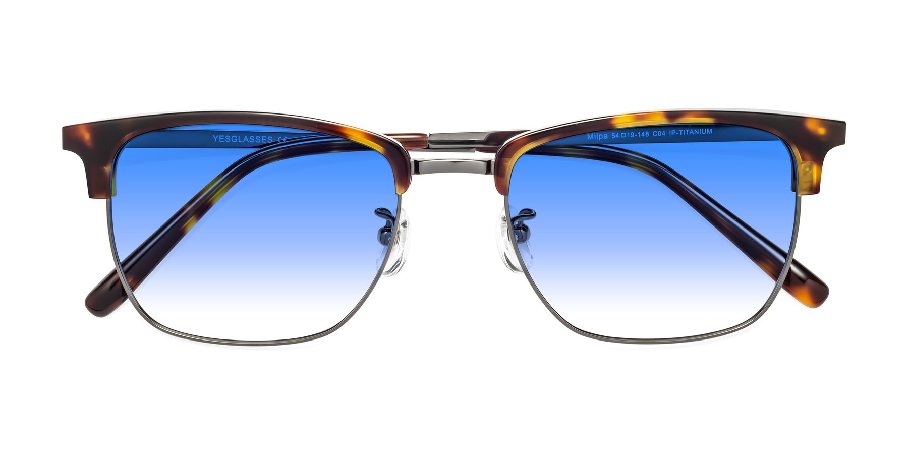 Folded Front of Milpa in Tortoise with Blue Gradient Lenses