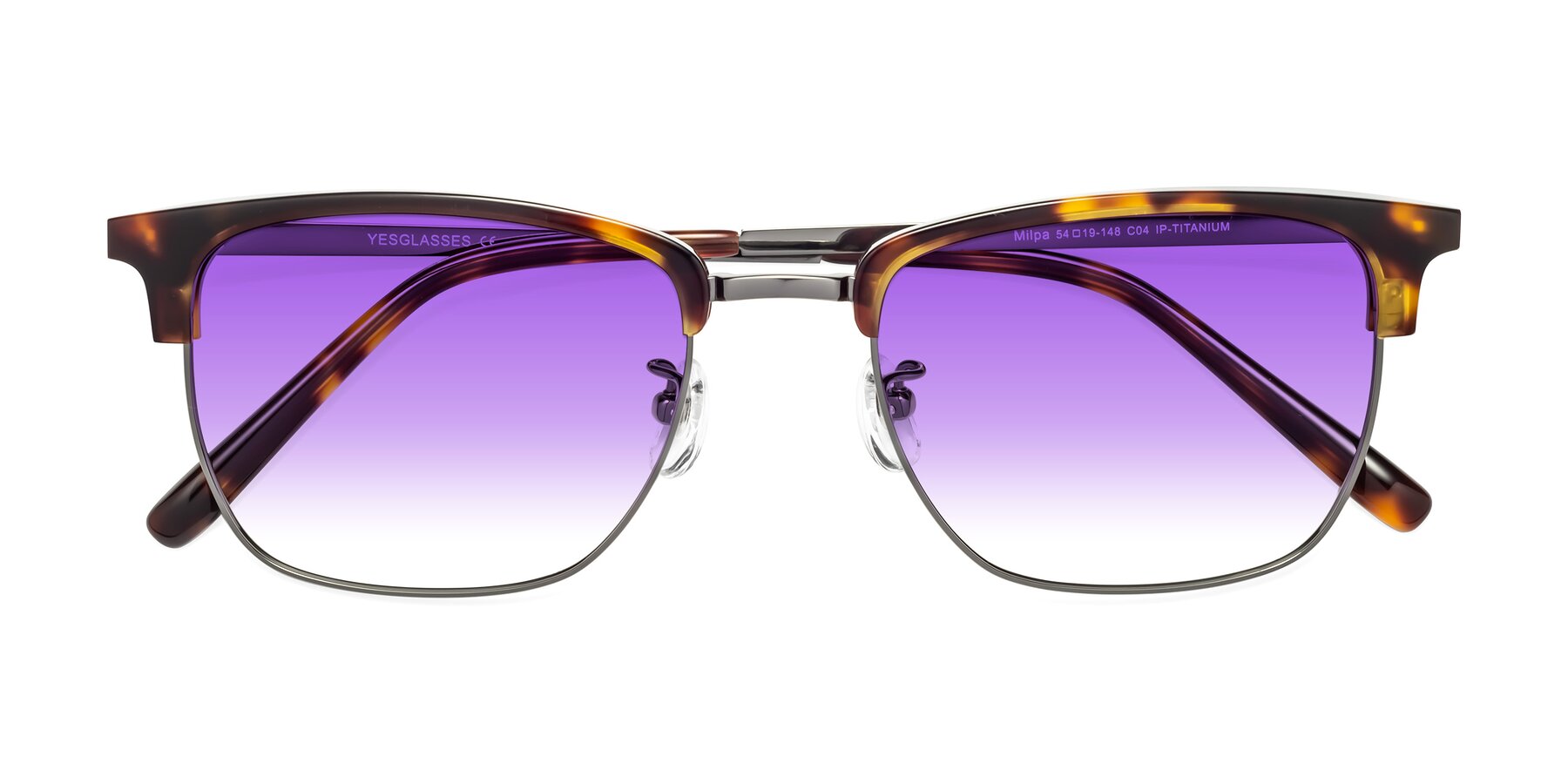 Folded Front of Milpa in Tortoise with Purple Gradient Lenses