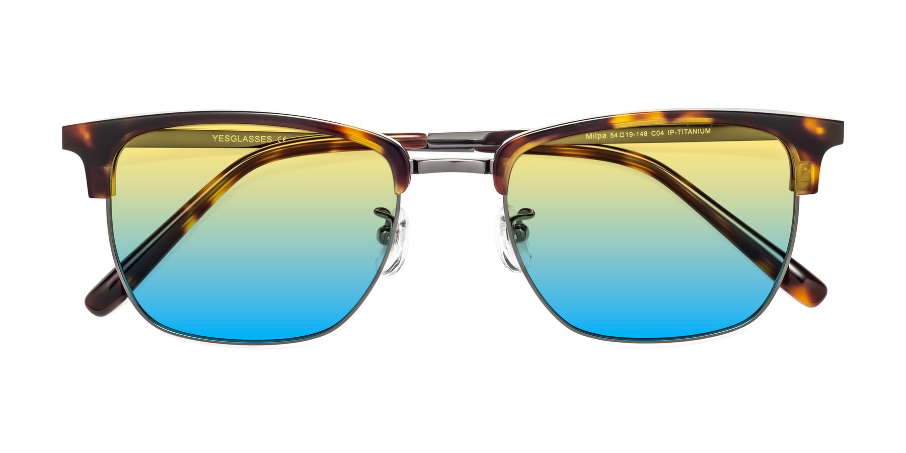 Folded Front of Milpa in Tortoise with Yellow / Blue Gradient Lenses