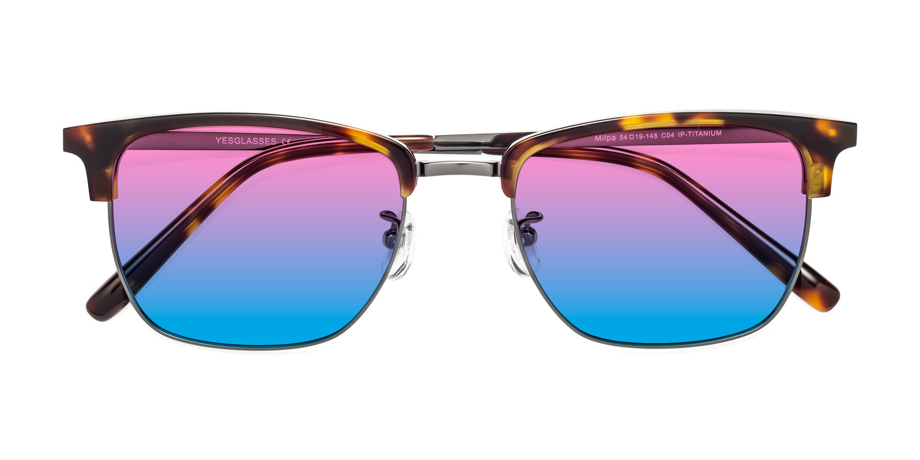 Folded Front of Milpa in Tortoise with Pink / Blue Gradient Lenses
