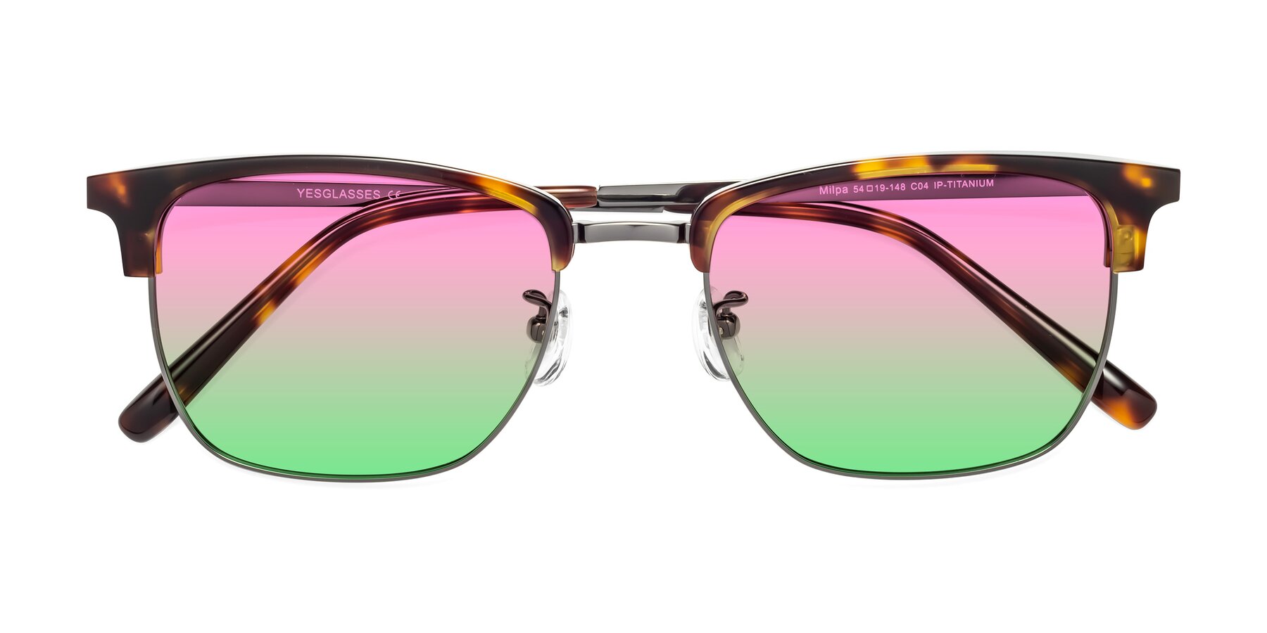 Folded Front of Milpa in Tortoise with Pink / Green Gradient Lenses