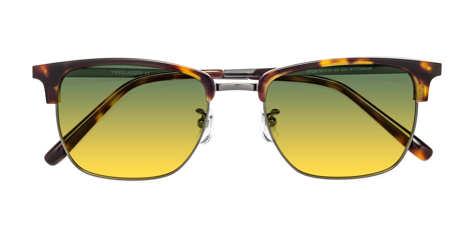 Folded Front of Milpa in Tortoise with Green / Yellow Gradient Lenses