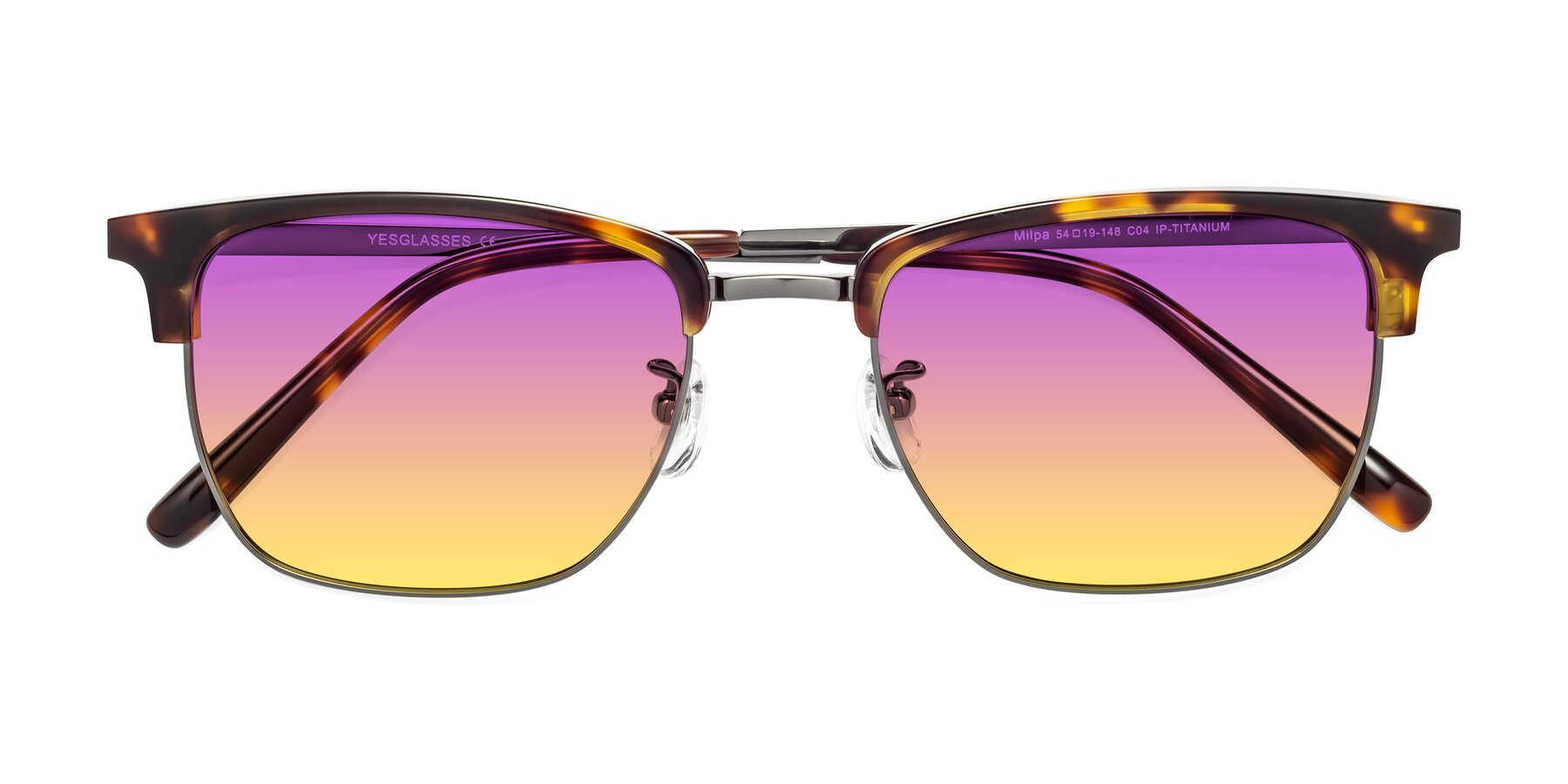 Folded Front of Milpa in Tortoise with Purple / Yellow Gradient Lenses