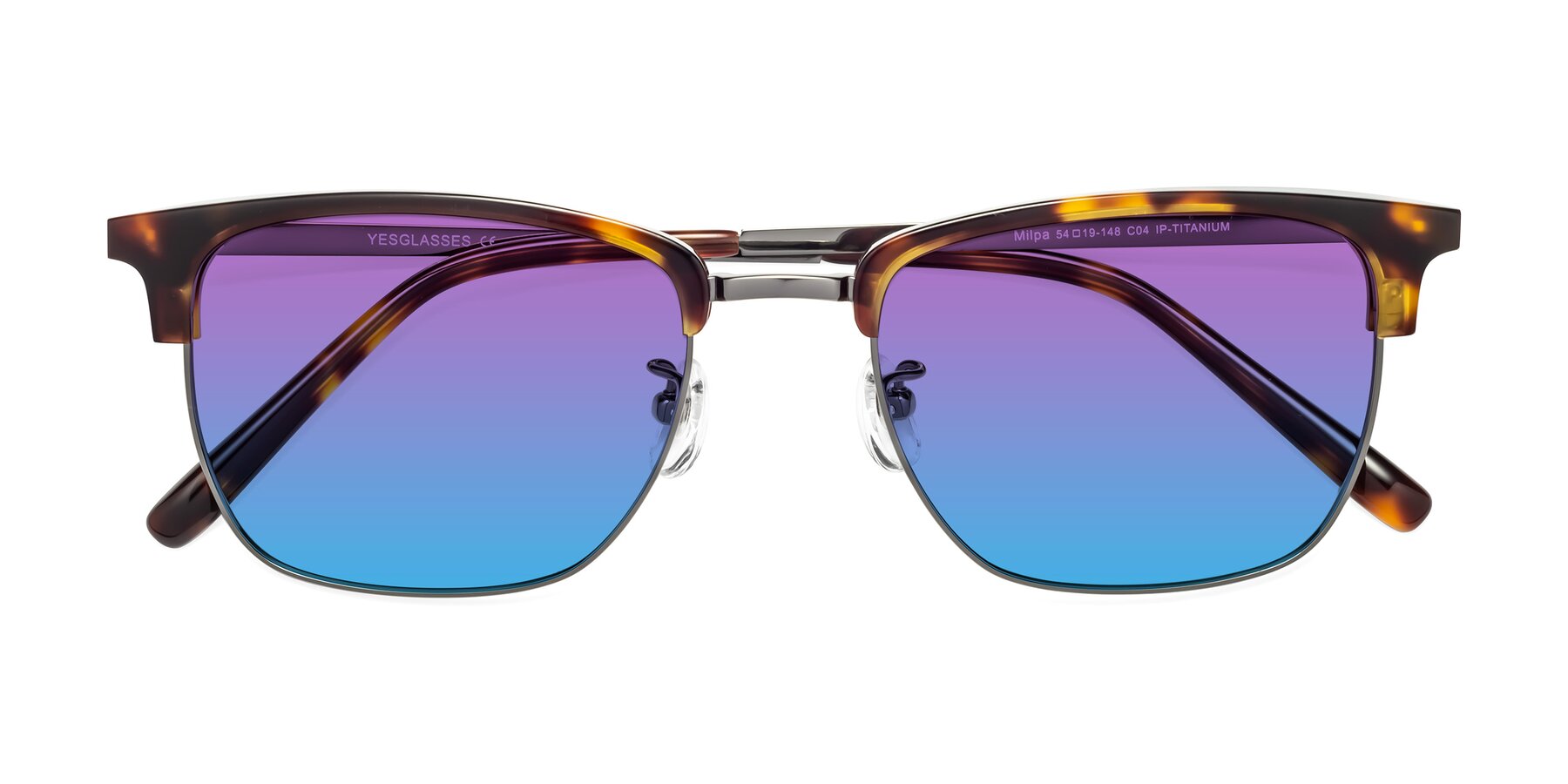 Folded Front of Milpa in Tortoise with Purple / Blue Gradient Lenses