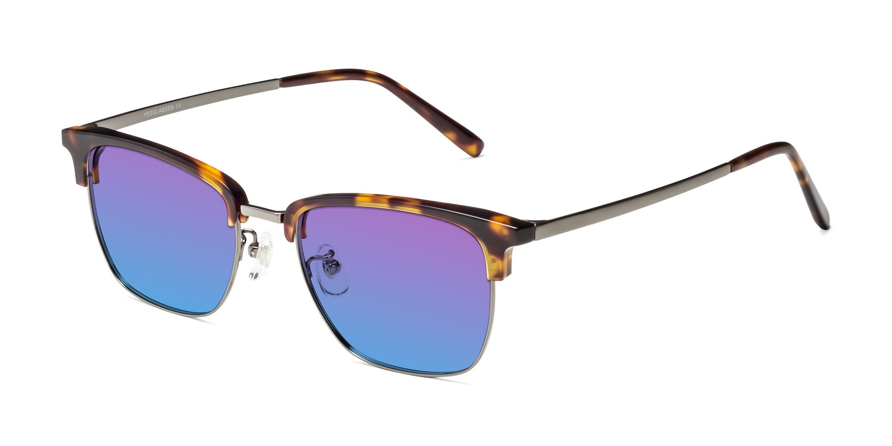 Angle of Milpa in Tortoise with Purple / Blue Gradient Lenses