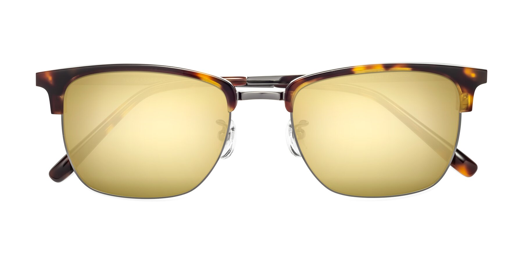 Folded Front of Milpa in Tortoise with Gold Mirrored Lenses