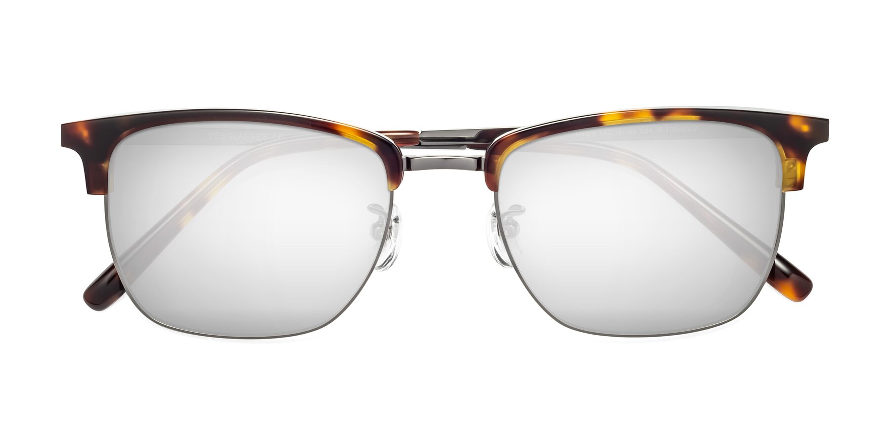 Folded Front of Milpa in Tortoise with Silver Mirrored Lenses