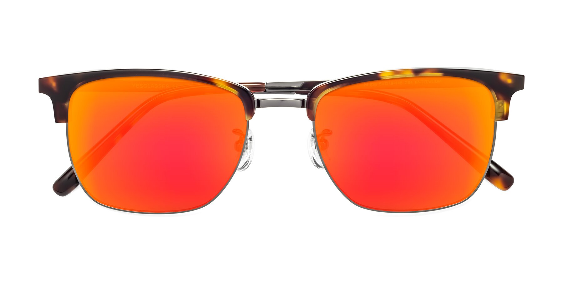 Folded Front of Milpa in Tortoise with Red Gold Mirrored Lenses