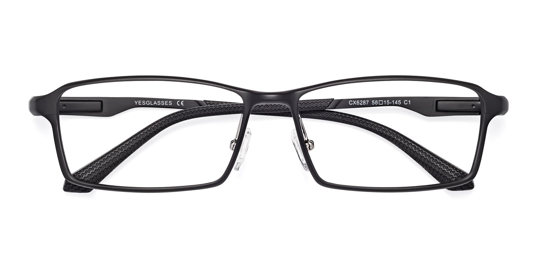 Folded Front of CX6287 in Black with Clear Eyeglass Lenses