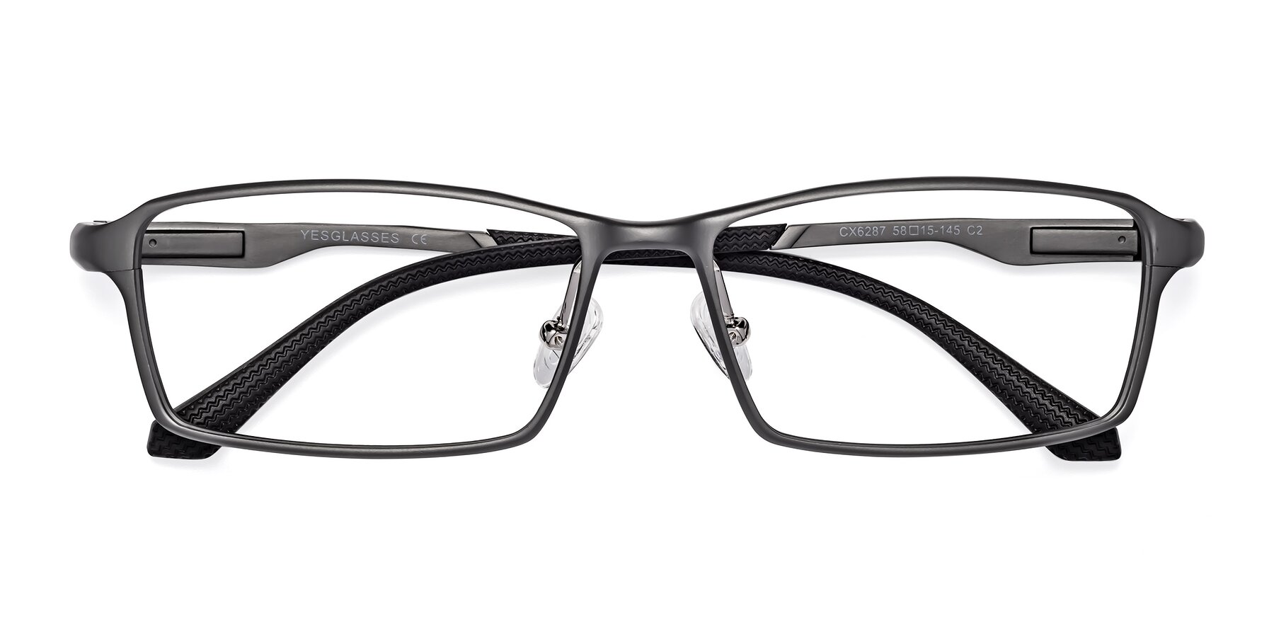 Folded Front of CX6287 in Gunmental with Clear Reading Eyeglass Lenses