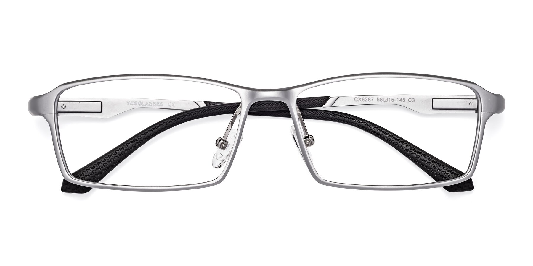 Folded Front of CX6287 in Silver with Clear Blue Light Blocking Lenses
